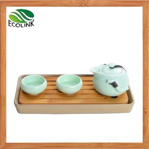 Chinesische traditionelle tragbare Tavel Keramik Kung-Fu-Tee-Set mit Bambus-Tablett