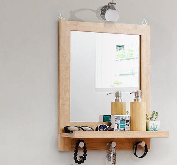 Bamboo Bathroom Mirror With Shelf