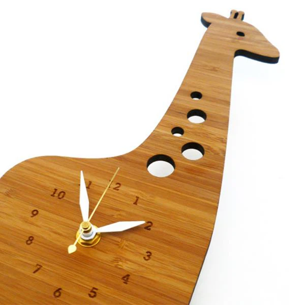 Modern Bamboo Animal Kids Clock