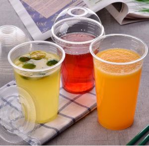 Biologisch abbaubarer transparenter Einweg-PLA-Becher kalt mit Deckel