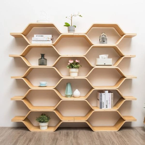 Bambus Sechseck Bücherregale
