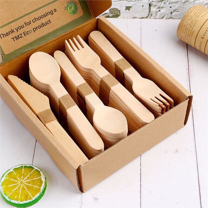 Natural Biodegradable Disposable Wooden Cutlery Sets