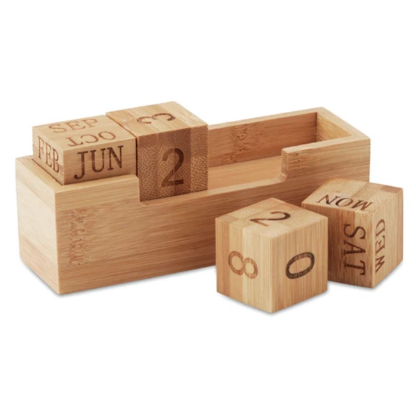 Customs Logo Bamboo Perpetual Block Desk Calendar