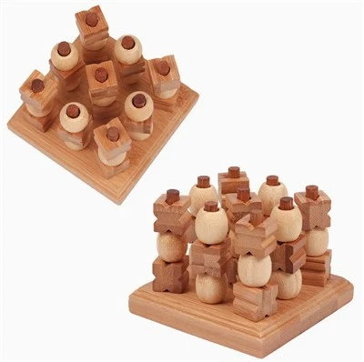 3D Wood Tic Tac Toe Board Game