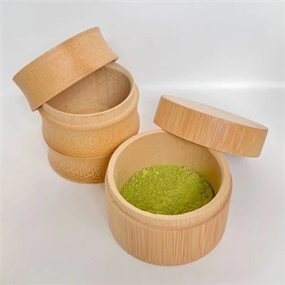 Aufbewahrungsbehälter für Matcha-Tee aus Bambus, luftdichter Deckel