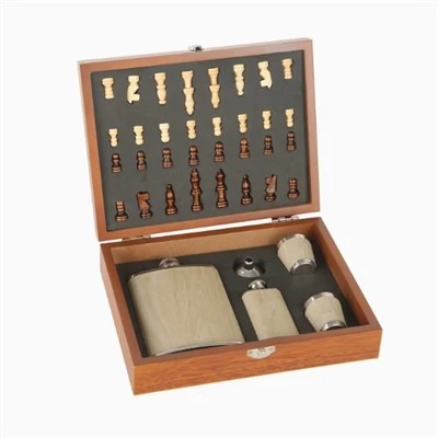 Schach-Weinflaschen-Set aus Edelstahl mit 9 Unzen Fassungsvermögen