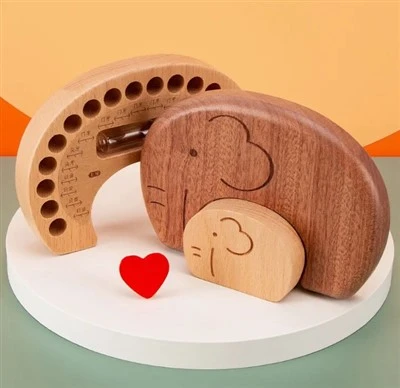 Aufbewahrungsbox für Baby- und Kinderzähne aus Holz