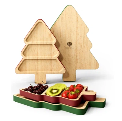 Hölzerne Weihnachtsbaum -geformte Servierschalen