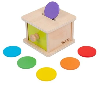 Holzobjekt-Permanenz-Münzbox-Spielzeug