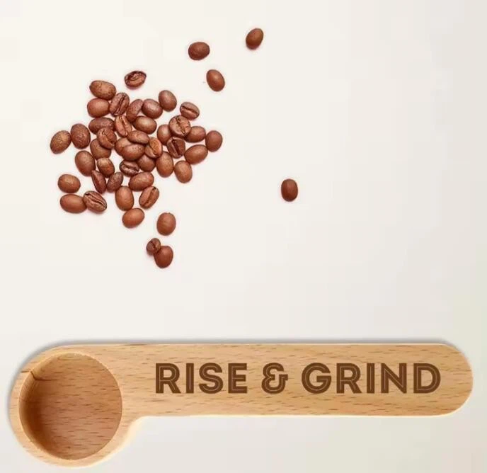 Wood Coffee Bean Measuring Spoon With Bag Seal Clip