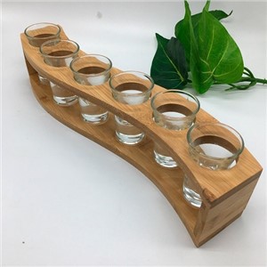 6 Tequila-Wodka-Schnapsgläser mit Bambushalter