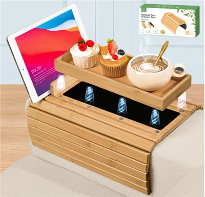 3- in -1 abnehmbarer Sofa -Armtabelle mit Telefon- und Tablet -Halter